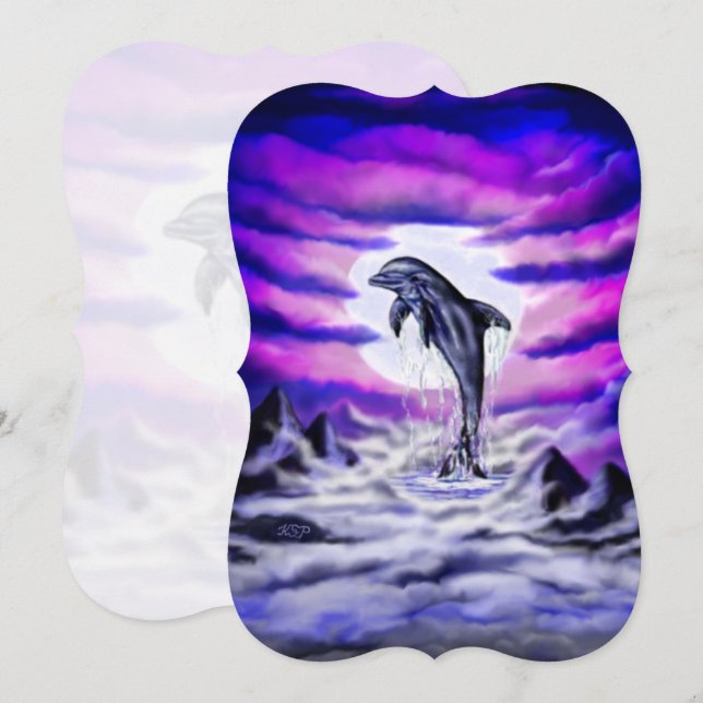 Moonlight Dolphin Invitation (Front/Back)
