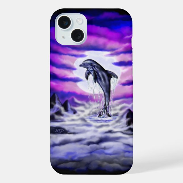 Moonlight Dolphin iPhone Case (Back)