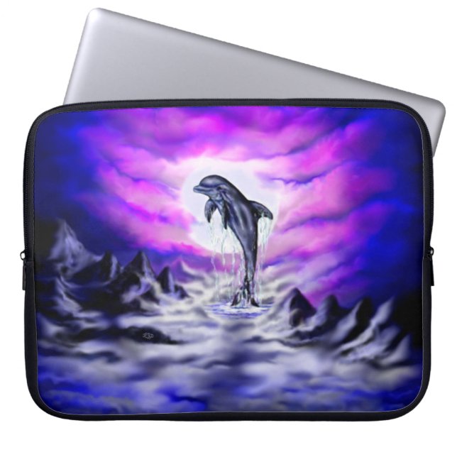 Moonlight Dolphin Laptop Sleeve (Front)