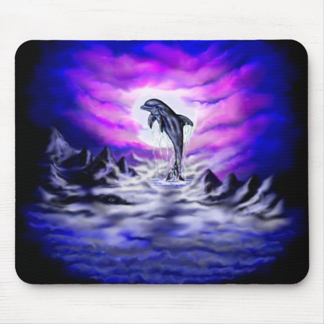 Moonlight Dolphin Mouse Pad (Front)