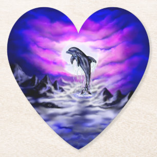 Moonlight Dolphin Paper Coaster