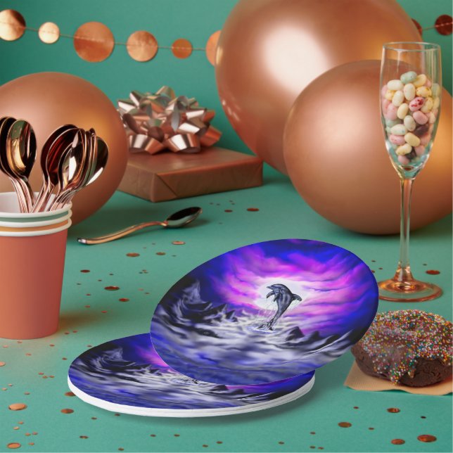 Moonlight Dolphin Paper Plate (Multi)