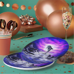 Moonlight Dolphin Paper Plate