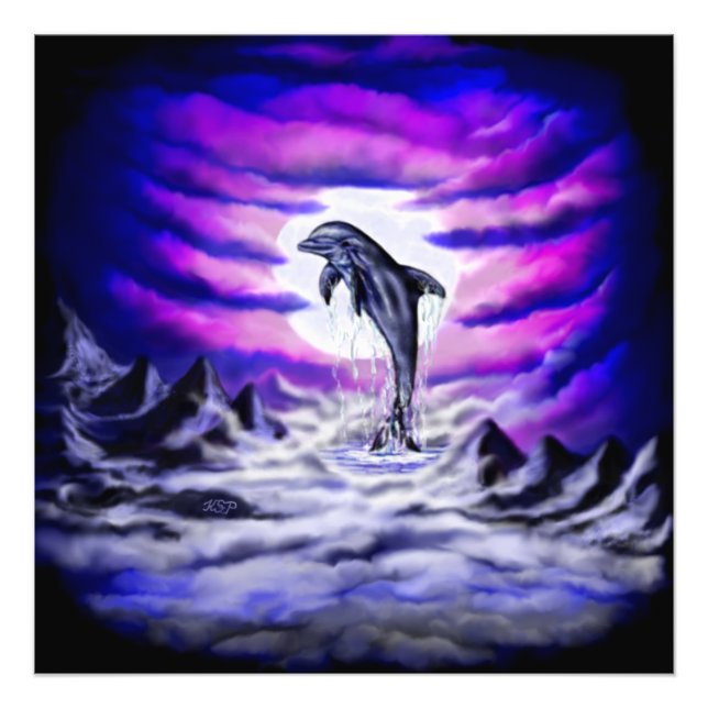 Moonlight Dolphin Photo Print (Front)