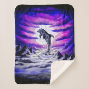 Moonlight Dolphin Sherpa Blanket