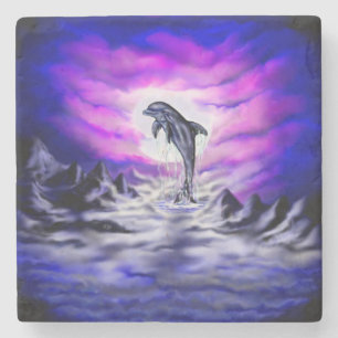 Moonlight Dolphin Stone Coaster