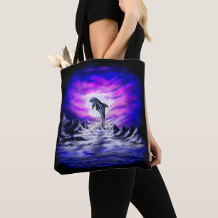 Moonlight Dolphin Tote Bag