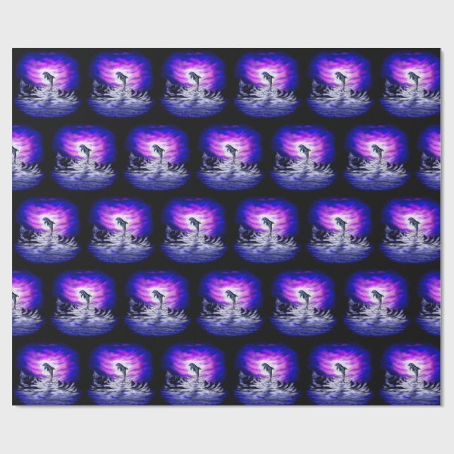 Moonlight Dolphin Wrapping Paper (Flat)
