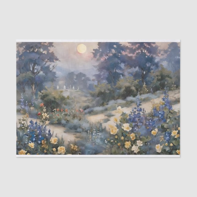 Moonlight Enchanted Garden Decoupage Tissue Paper (Front)