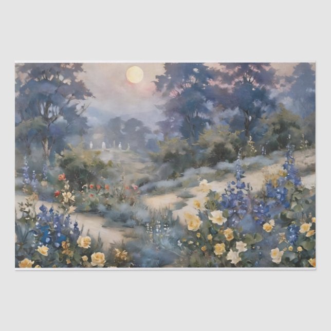 Moonlight Enchanted Garden Decoupage Tissue Paper (Front)