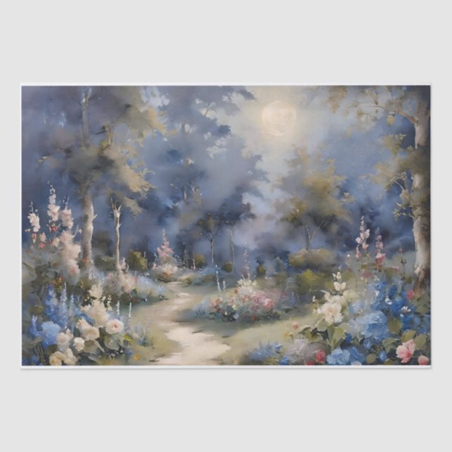 Moonlight Enchanted Garden Decoupage Tissue Paper (Front)