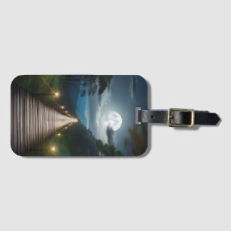 Moonlight Forest Path Luggage Tag