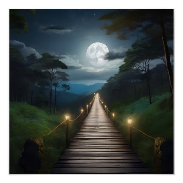 Moonlight Forest Path  Poster (Front)