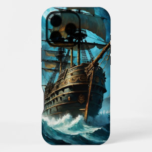 Moonlight Galleon Pirate Ship iPhone 16 Pro Max Case
