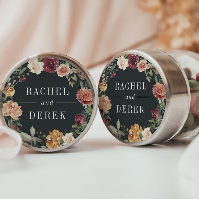 Moonlight Garden | Floral Wreath Wedding Classic Round Sticker (Creator Uploaded)
