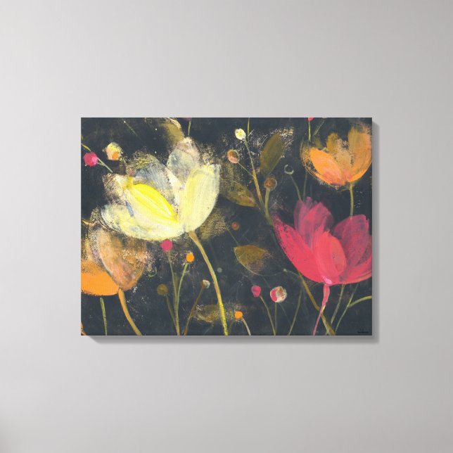 Moonlight Garden on Black Canvas Print (Front)
