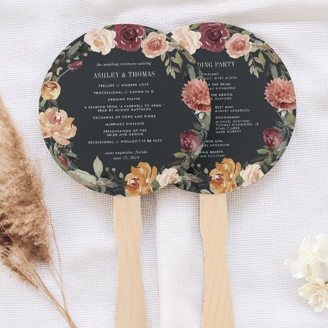 Moonlight Garden Wedding Program Hand Fan (Creator Uploaded)