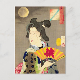 Moonlight Geisha Japanese Woodblock Ukiyo-e Postcard