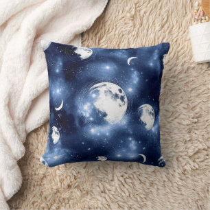 Moonlight Glow   Moon Phases in Sky Clouds Cushion