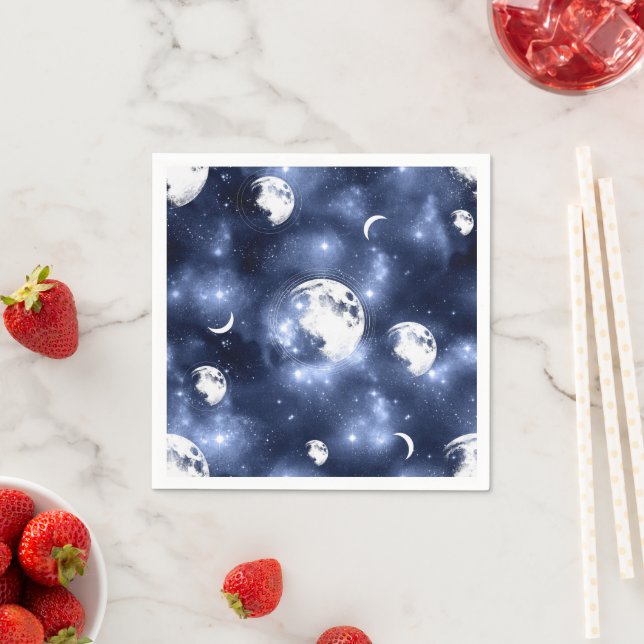 Moonlight Glow | Moon Phases in Sky Clouds Napkin (Insitu)