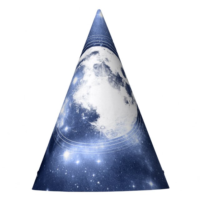 Moonlight Glow | Moon Phases in Sky Clouds Party Hat (Front)