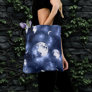 Moonlight Glow   Moon Phases in Sky Clouds Tote Bag