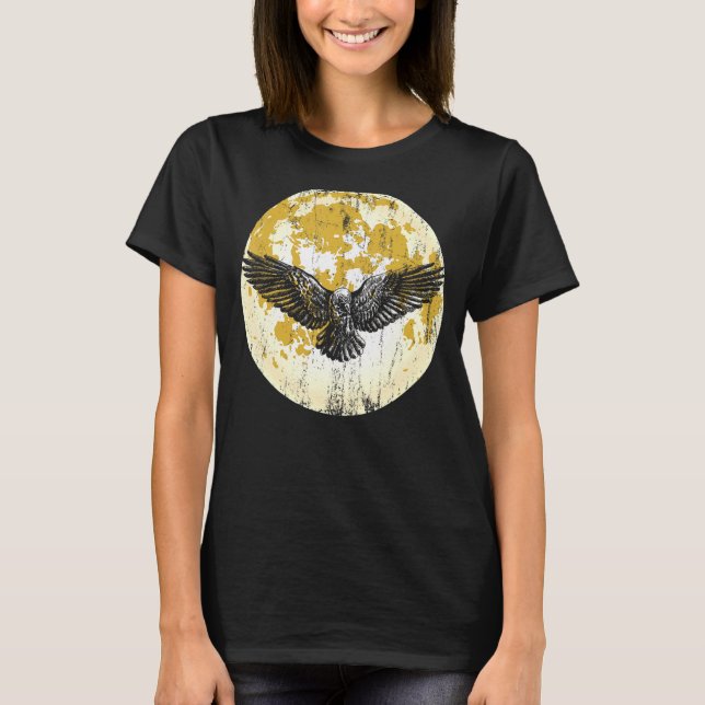 Moonlight Gothic Forest Bird Animal Raven Spooky N T-Shirt (Front)