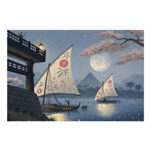 Moonlight Journey: Floral Sails  Poster