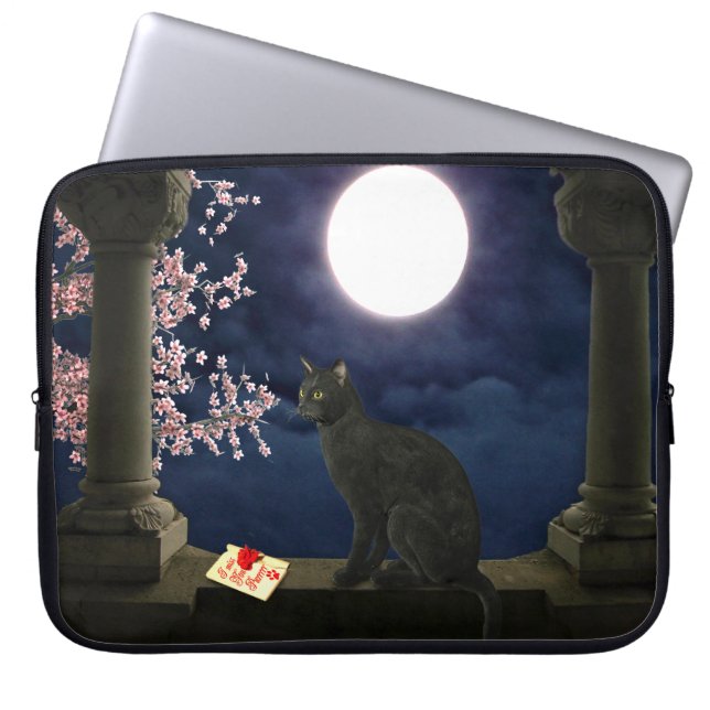 Moonlight Kitty Laptop Sleeve (Front)