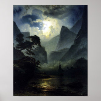 Moonlight – landscape – Noweigan-fjord Poster