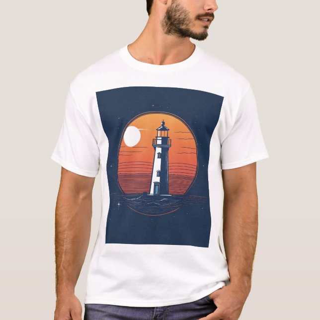 Moonlight Lighthouse Serenity. T-Shirt (Front)