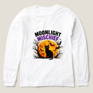 Moonlight Mischief Black Cat Autumn Halloween Tri-Blend Shirt