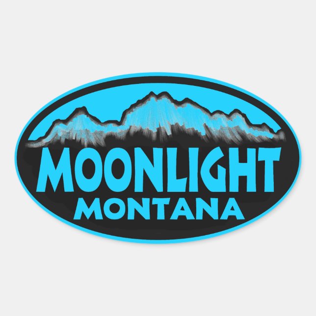 Moonlight Montana blue oval stickers (Front)