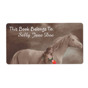 Moonlight Night Dream Horse Lady Bookplates Labels