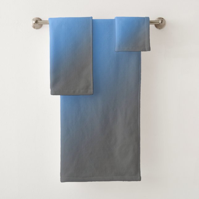 Moonlight Ombre Gray & Blue  Bath Towel Set (Insitu)