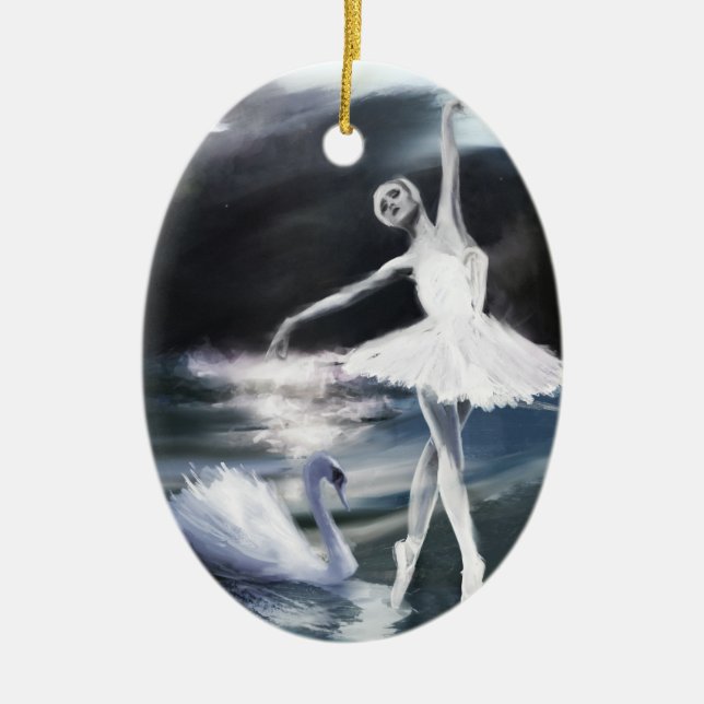 Moonlight on Swan Lake Ornament (Front)