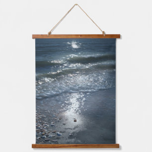 Moonlight on Waves and Shell Shore Art Hanging Tapestry