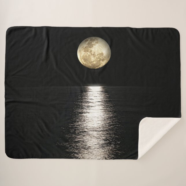 MOONLIGHT OVER the WATER Sherpa Blanket (Front (Horizontal))