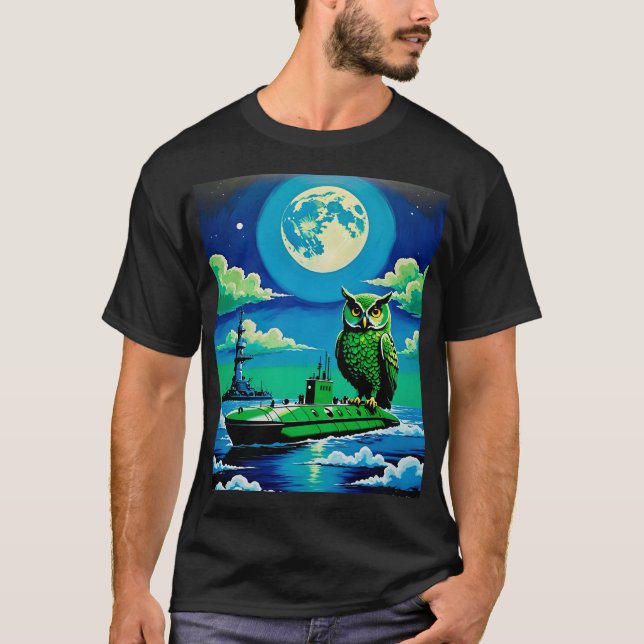 Moonlight Owl on Submarine Tee (Front)