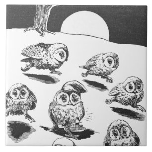 Moonlight Owls, Louis Wain Tile
