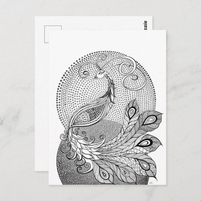 Moonlight Peacock Postcard (Front/Back)