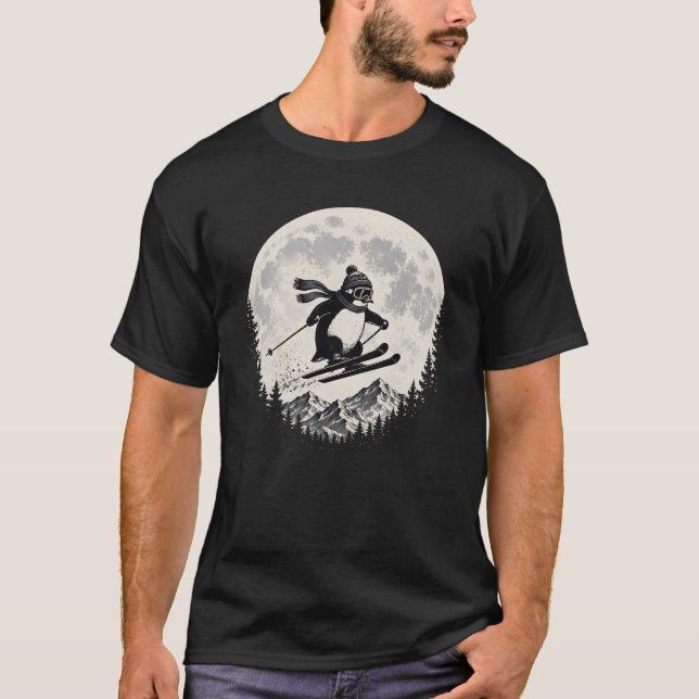 Moonlight Penguin Ski Lover Graphic Tee (Front)