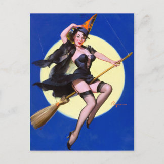Moonlight Ride Pin Up Postcard