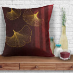Moonlight Romance Burgundy ID881  Cushion<br><div class="desc">This exciting wedding collection features intriguing lighting effects, golden foliage and uses a handwritten script font to add a modern touch. The coordinating throw pillow shown here has ginko leaves drifting in the moonlight giving it a romantic, ethereal quality. Search ID881 to see other color choices and coordinating pieces for...</div>