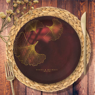 Moonlight Romance Wedding2 Burgundy ID881 Paper Plate