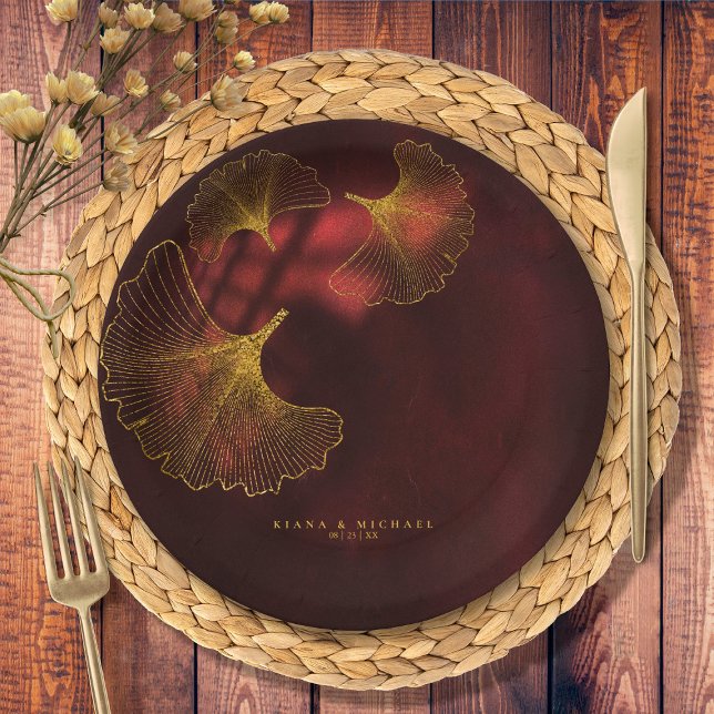 Moonlight Romance Wedding2 Burgundy ID881 Paper Plate (Creator Uploaded)