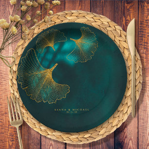 Moonlight Romance Wedding2 Emerald Green ID881 Paper Plate