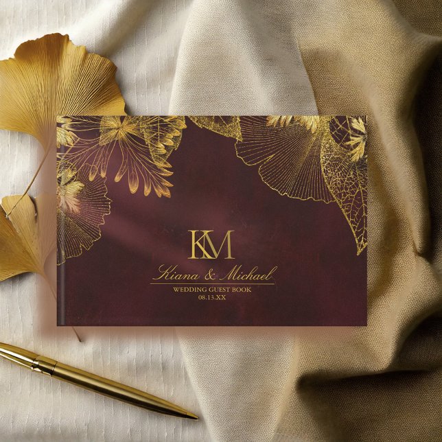 Moonlight Romance Wedding Burgundy ID881 Guest Book (Creator Uploaded)