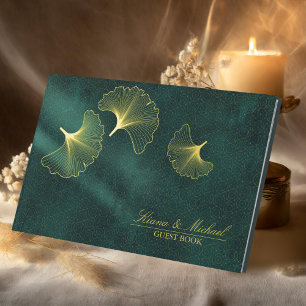 Moonlight Romance Wedding Emerald Gold ID881 Guest Book