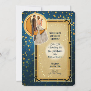 Moonlight Romance Wedding Invitation - Brunette